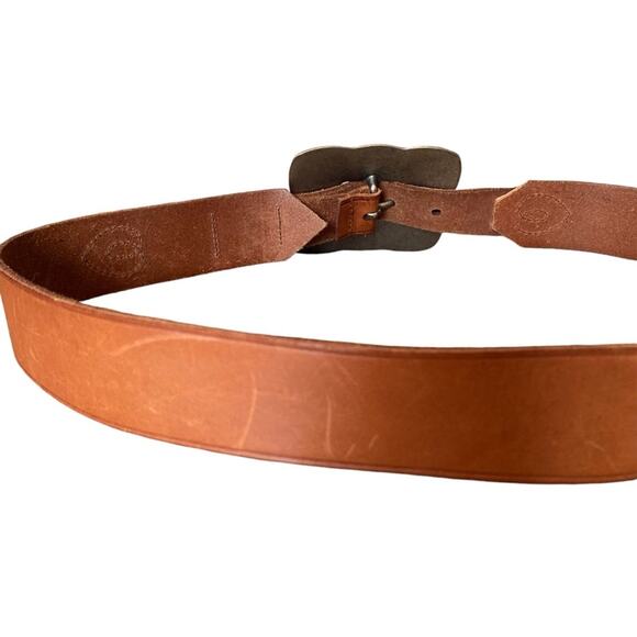 Brown Leather Floral Silver Tone Buckle Belt size medium - Picture 6 of 7